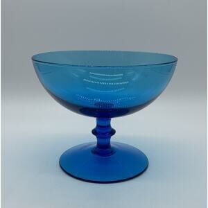 Vintage Hand Blown Cambridge Glass Blue Pedestal Candy Compote Bowl